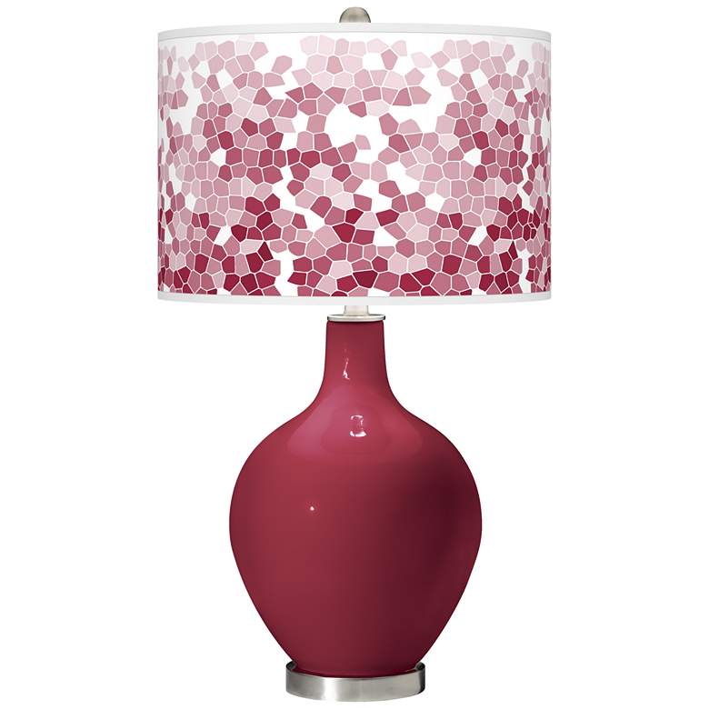 Image 1 Color Plus Ovo 28 1/2" High Mosaic Shade Antique Red Table Lamp