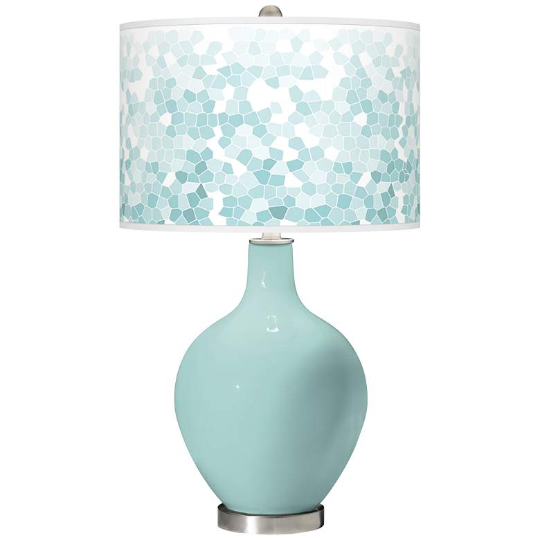 Image 1 Color Plus Ovo 28 1/2" High Mosaic Shade Cay Blue Table Lamp