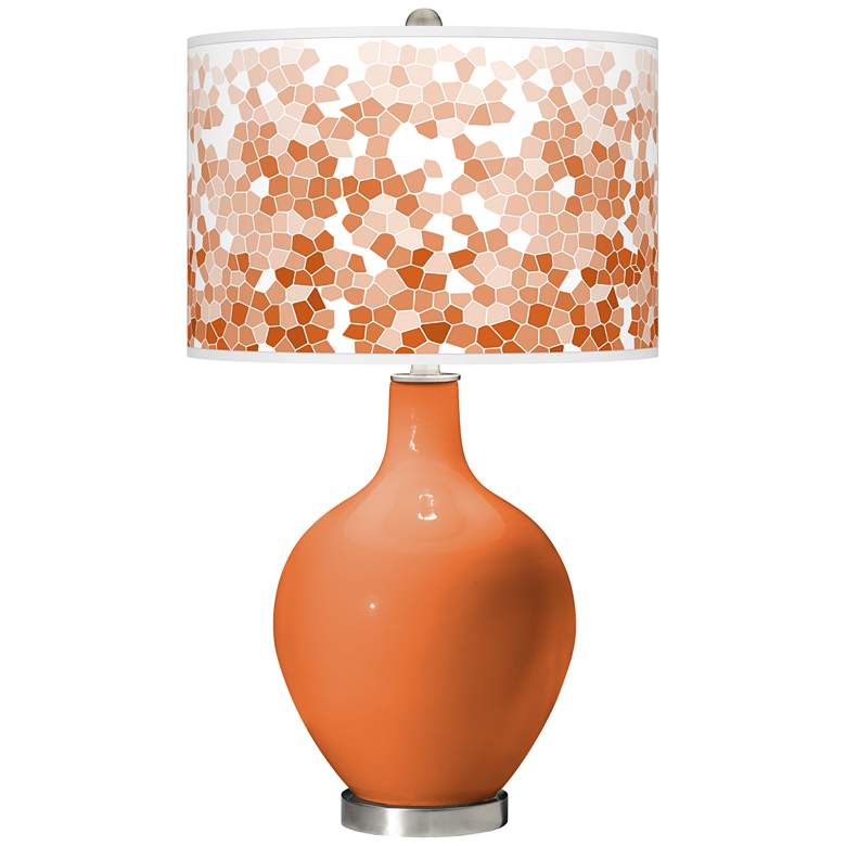 Image 1 Color Plus Ovo 28 1/2" High Mosaic Shade Celosia Orange Table Lamp