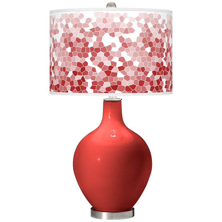 Image 1 Color Plus Ovo 28 1/2" High Mosaic Shade Cherry Tomato Red Table Lamp