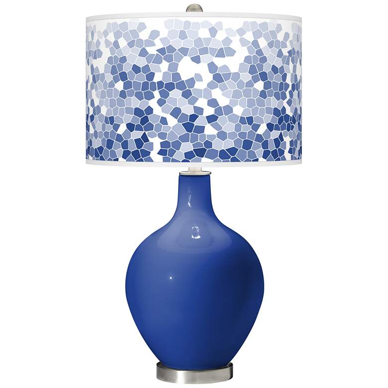 Image 1 Color Plus Ovo 28 1/2" High Mosaic Shade Dazzling Blue Table Lamp