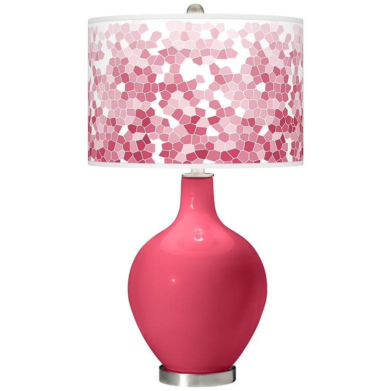 Image 1 Color Plus Ovo 28 1/2" High Mosaic Shade Eros Pink Table Lamp