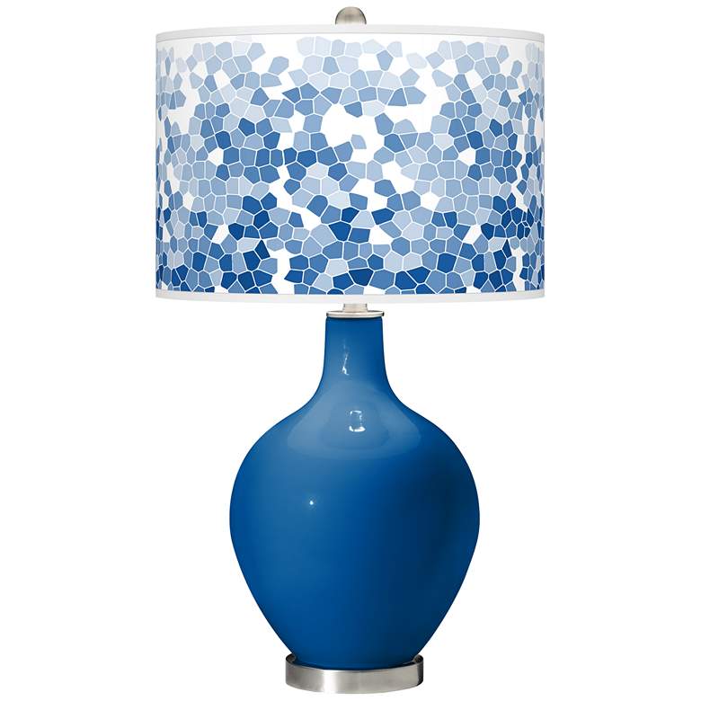 Image 1 Color Plus Ovo 28 1/2" High Mosaic Shade Hyper Blue Table Lamp