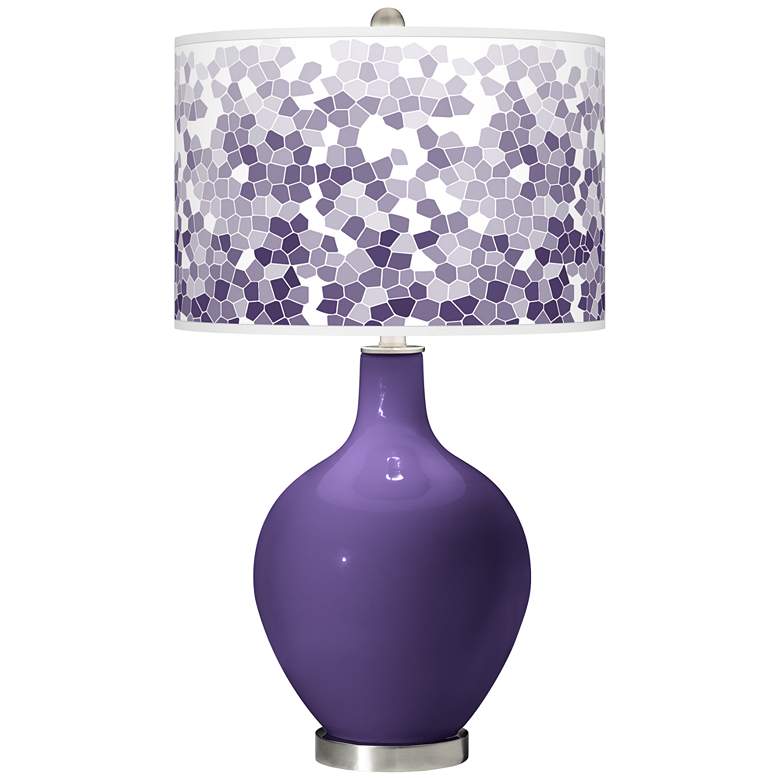 Image 1 Color Plus Ovo 28 1/2" High Mosaic Shade Izmir Purple Table Lamp