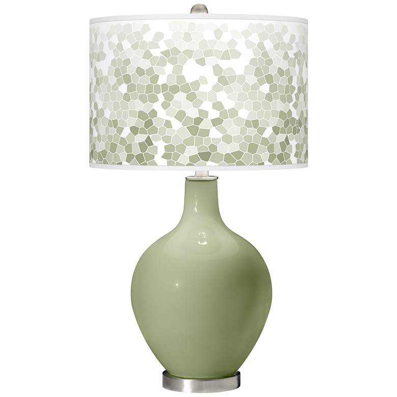 Image 1 Color Plus Ovo 28 1/2" High Mosaic Shade Majolica Green Table Lamp