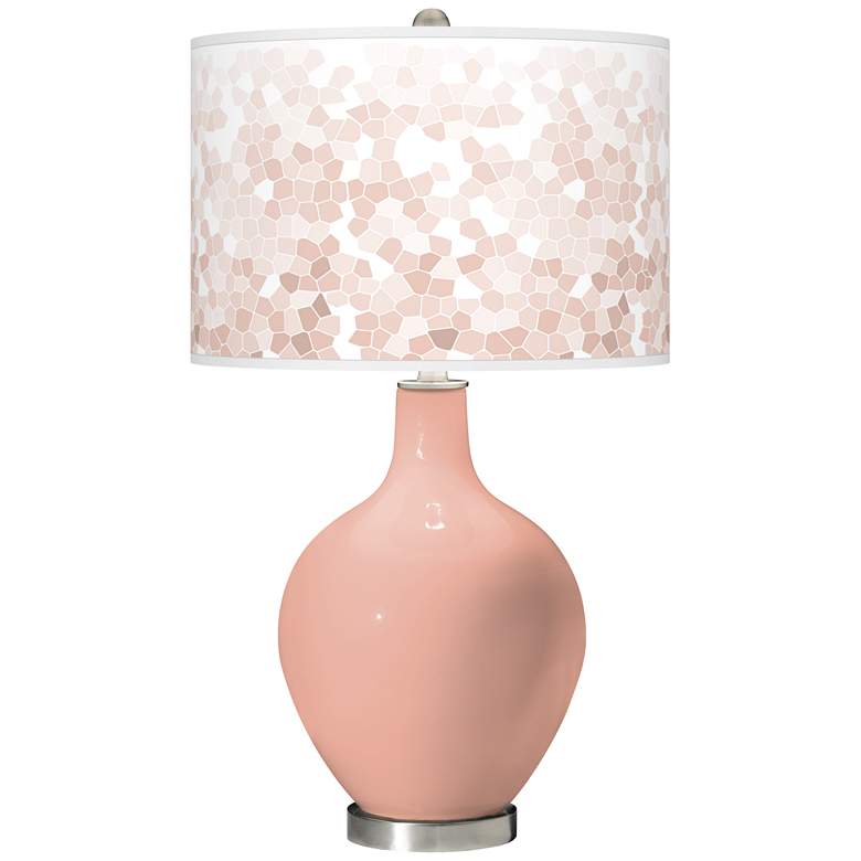Image 1 Color Plus Ovo 28 1/2" High Mosaic Shade Mellow Coral Pink Table Lamp