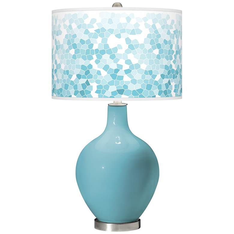 Image 1 Color Plus Ovo 28 1/2" High Mosaic Shade Nautilus Blue Table Lamp