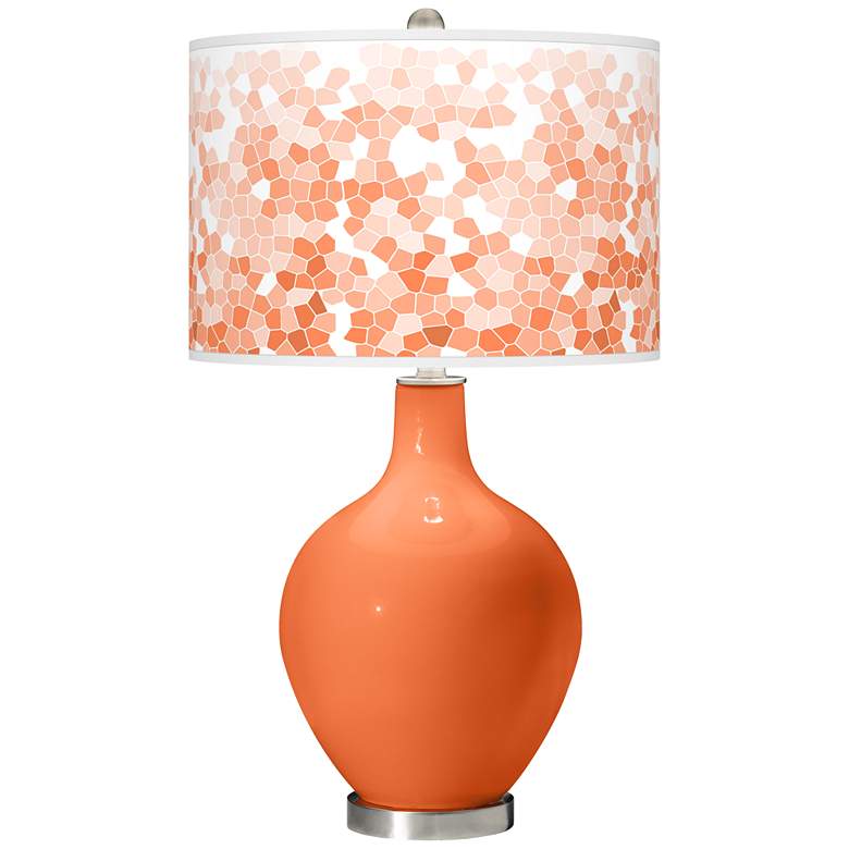 Image 1 Color Plus Ovo 28 1/2" High Mosaic Shade Nectarine Orange Table Lamp