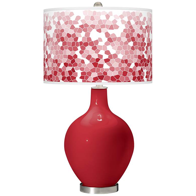 Image 1 Color Plus Ovo 28 1/2" High Mosaic Shade Ribbon Red Table Lamp
