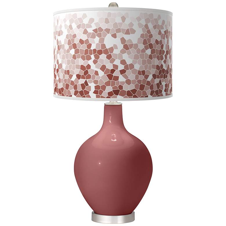 Image 1 Color Plus Ovo 28 1/2" High Mosaic Shade Toile Red Table Lamp
