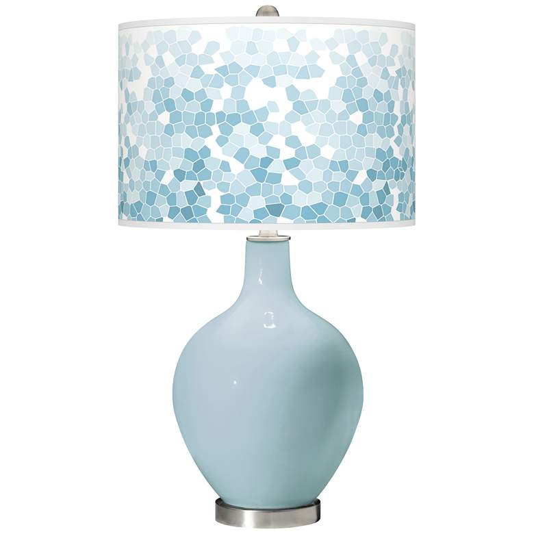 Image 1 Color Plus Ovo 28 1/2" High Mosaic Shade Vast Sky Blue Table Lamp
