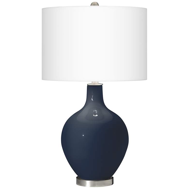 Image 2 Color Plus Ovo 28 1/2" High Naval Blue Glass Table Lamp