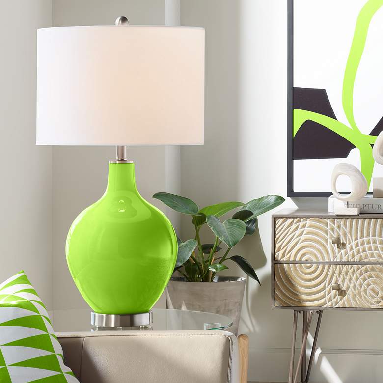 Image 1 Color Plus Ovo 28 1/2" High Neon Green Glass Table Lamp