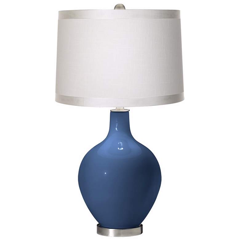 Image 1 Color Plus Ovo 28 1/2" High Off-White Shade Regatta Blue Table Lamp