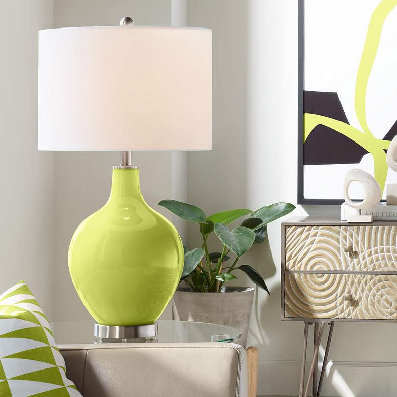 Image 1 Color Plus Ovo 28 1/2" High Parakeet Green Glass Table Lamp