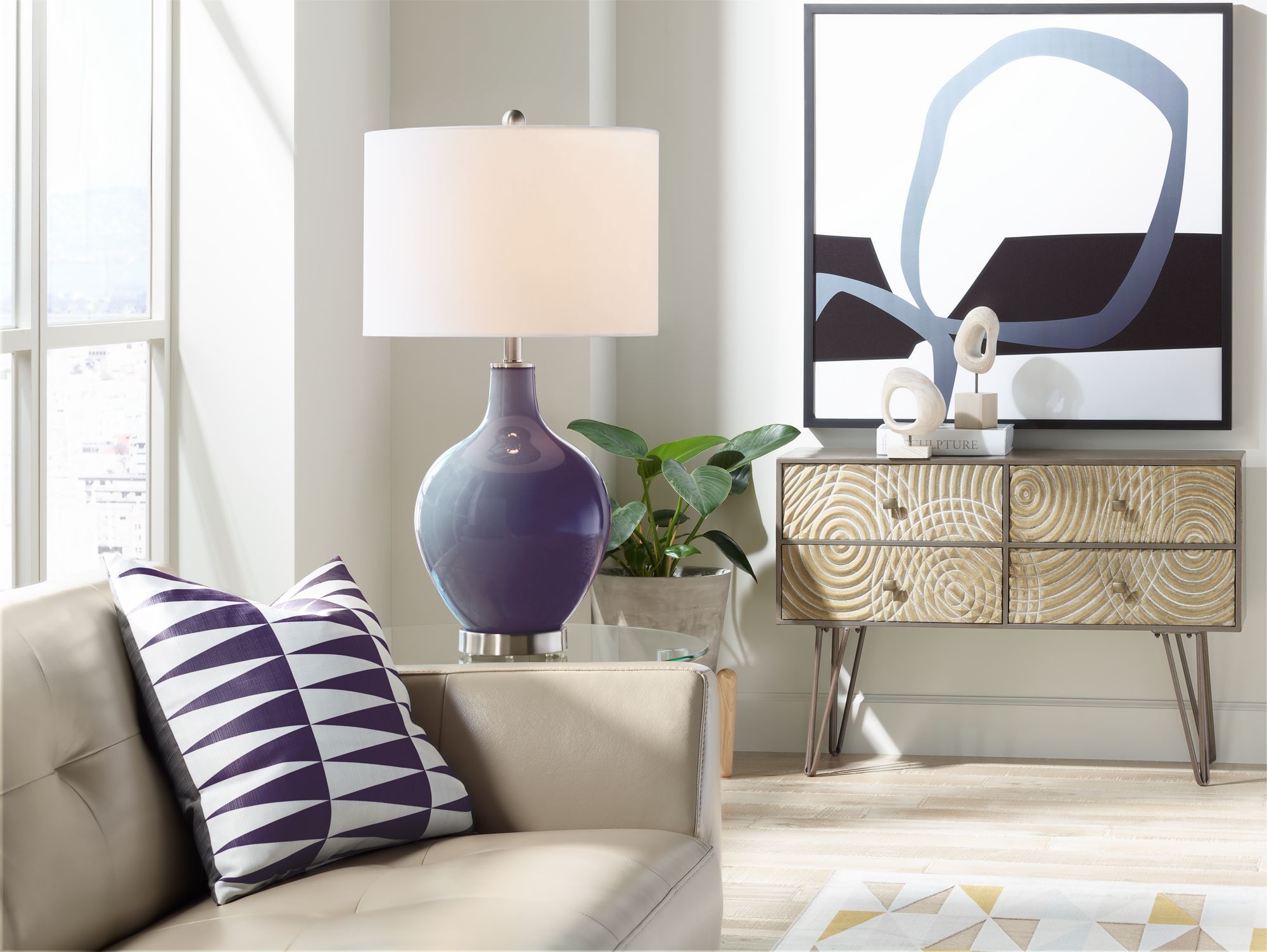 Image 3 Color Plus Ovo 28 1/2" High Quixotic Plum Purple Glass Table Lamp more views