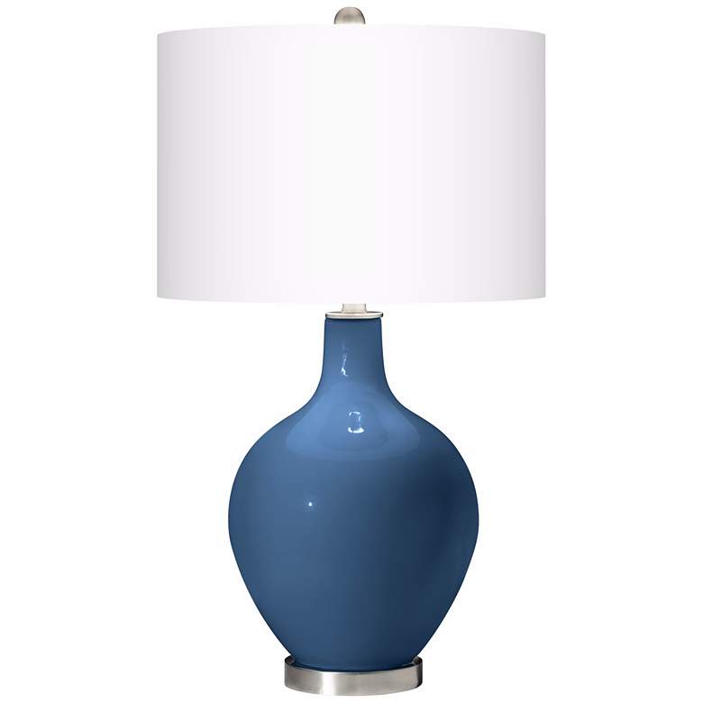 Image 2 Color Plus Ovo 28 1/2" High Regatta Blue Glass Table Lamp