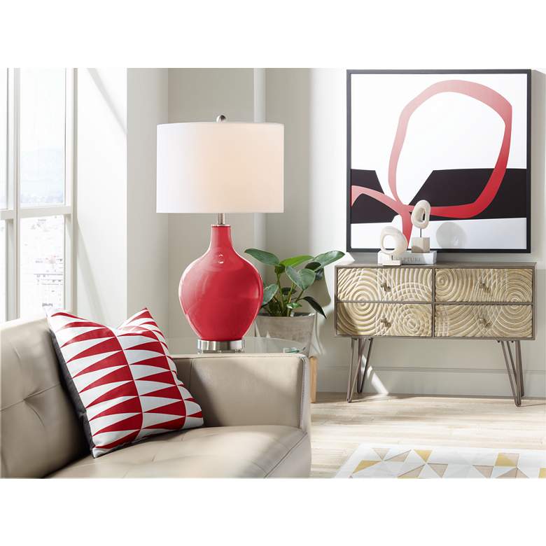 Image 3 Color Plus Ovo 28 1/2" High Ribbon Red Glass Table Lamp more views