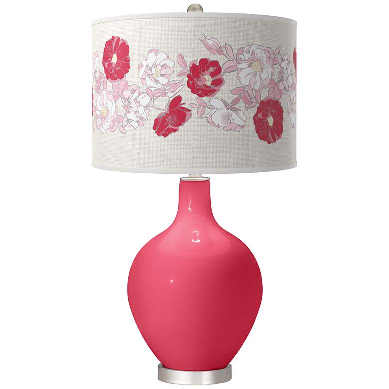 Image 1 Color Plus Ovo 28 1/2" High Rose Bouquet Shade Eros Pink Table Lamp