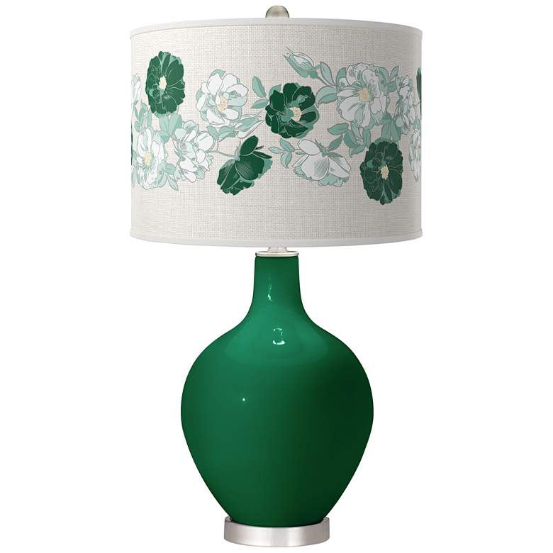 Image 1 Color Plus Ovo 28 1/2" High Rose Bouquet Shade Greens Table Lamp