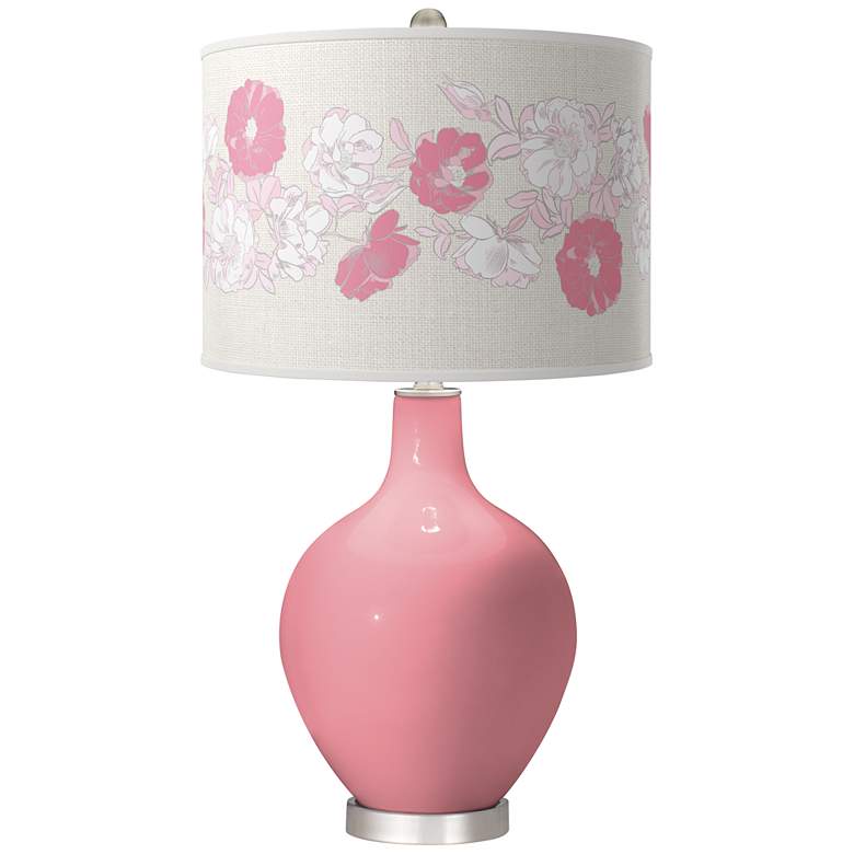 Image 1 Color Plus Ovo 28 1/2" High Rose Bouquet Shade Haute Pink Table Lamp