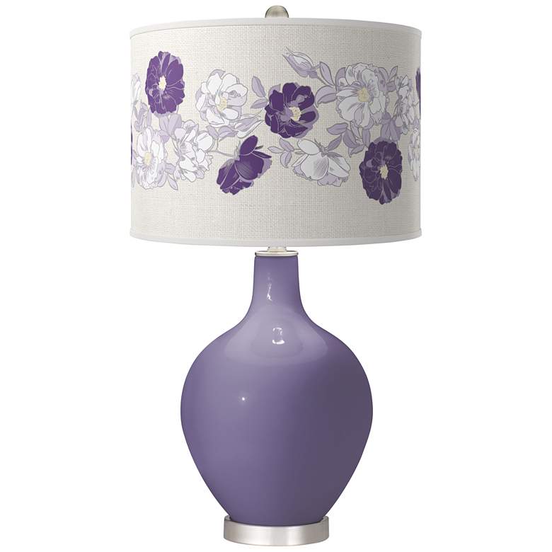 Image 1 Color Plus Ovo 28 1/2" High Rose Bouquet Shade Purple Haze Table Lamp