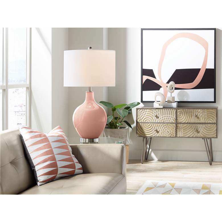 Image 3 Color Plus Ovo 28 1/2" High Rustique Warm Coral Pink Glass Table Lamp more views
