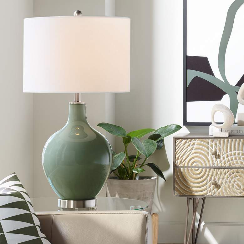 Image 1 Color Plus Ovo 28 1/2" High Secret Garden Green Glass Table Lamp