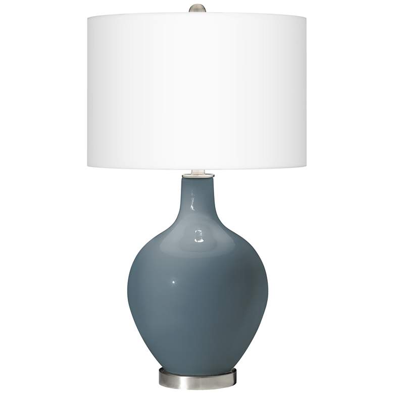 Image 2 Color Plus Ovo 28 1/2" High Smoky Blue Glass Table Lamp