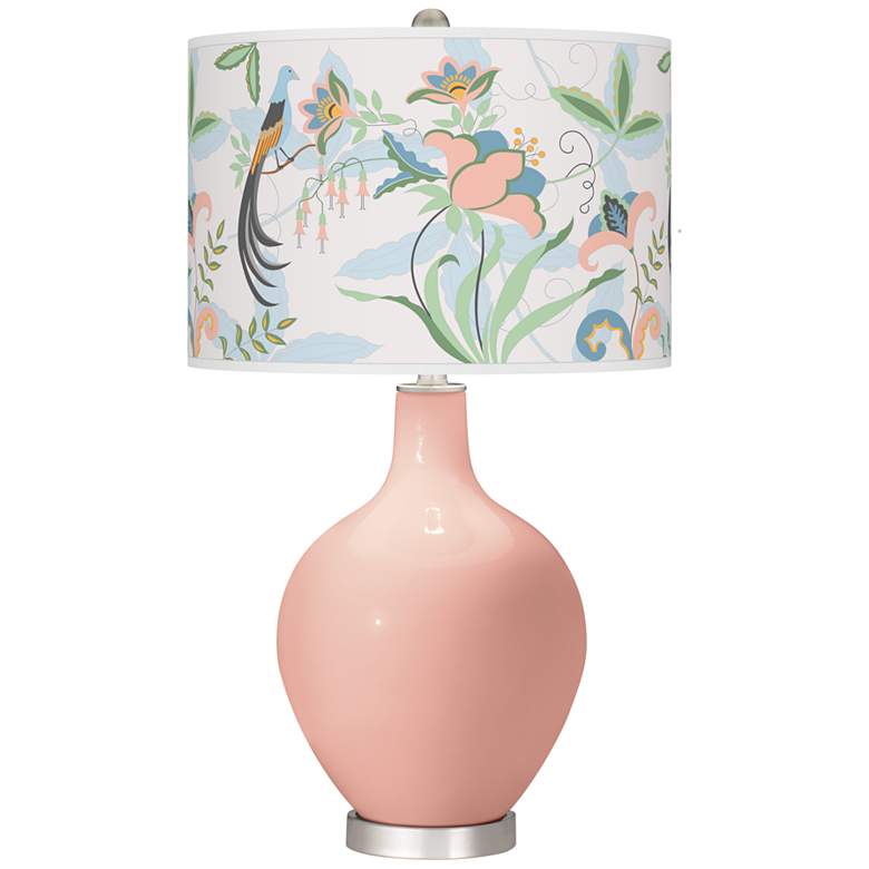 Image 1 Color Plus Ovo 28 1/2" High Sofia Floral Shade Pink Table Lamp