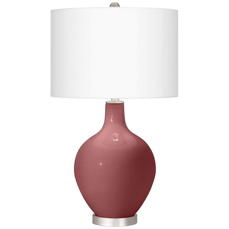 Image 2 Color Plus Ovo 28 1/2" High Toile Red Glass Table Lamp