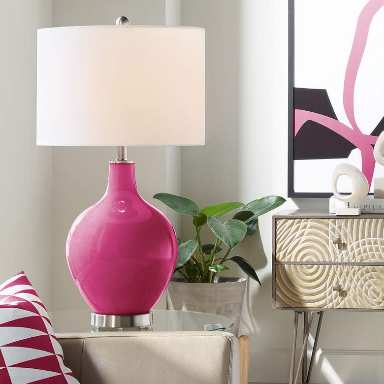 Image 1 Color Plus Ovo 28 1/2" High Vivacious Pink Glass Table Lamp