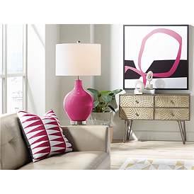 Image3 of Color Plus Ovo 28 1/2" High Vivacious Pink  Glass Table Lamp more views