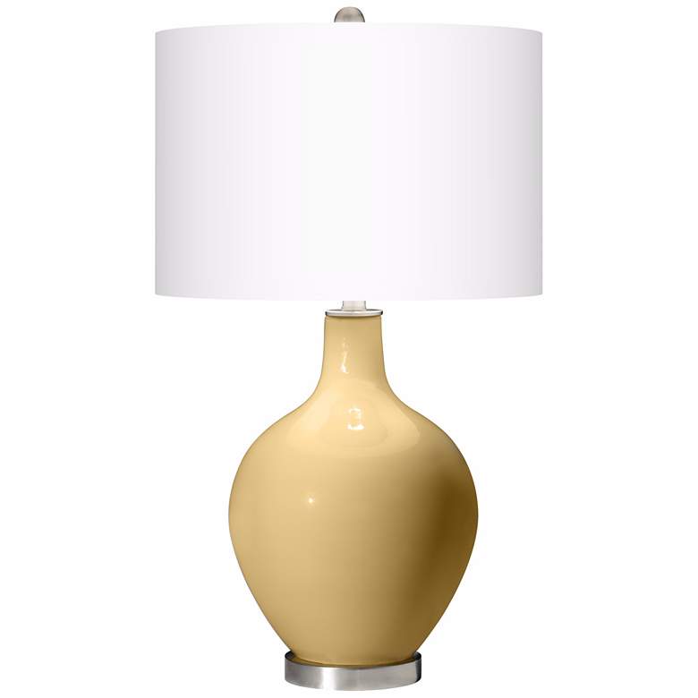 Image 2 Color Plus Ovo 28 1/2" High White Shade Humble Gold Table Lamp