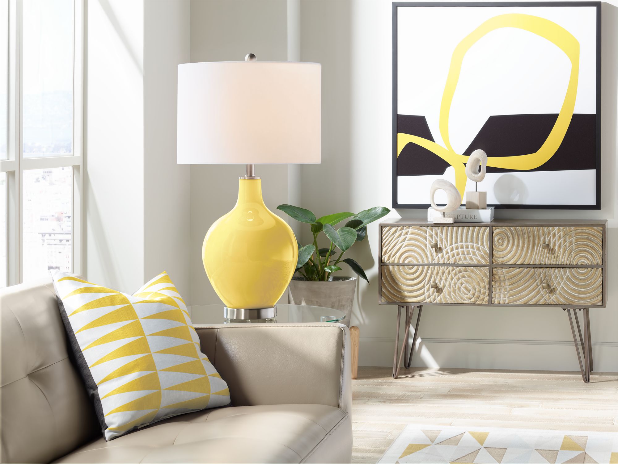 Image 3 Color Plus Ovo 28 1/2" Lemon Zest Yellow Table Lamp more views