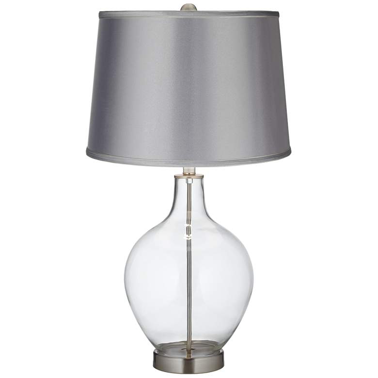 Image 1 Color Plus Ovo 28 1/2 inch Light Gray and Clear Glass Fillable Table Lamp