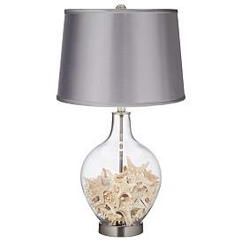 Image2 of Color Plus Ovo 28 1/2" Light Gray and Clear Glass Fillable Table Lamp more views