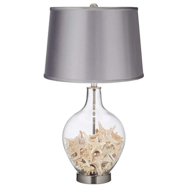 Image 2 Color Plus Ovo 28 1/2" Light Gray and Clear Glass Fillable Table Lamp more views