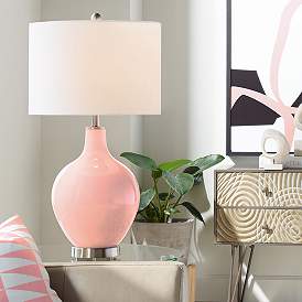 Image1 of Color Plus Ovo 28 1/2" Mellow Coral Pink Table Lamp