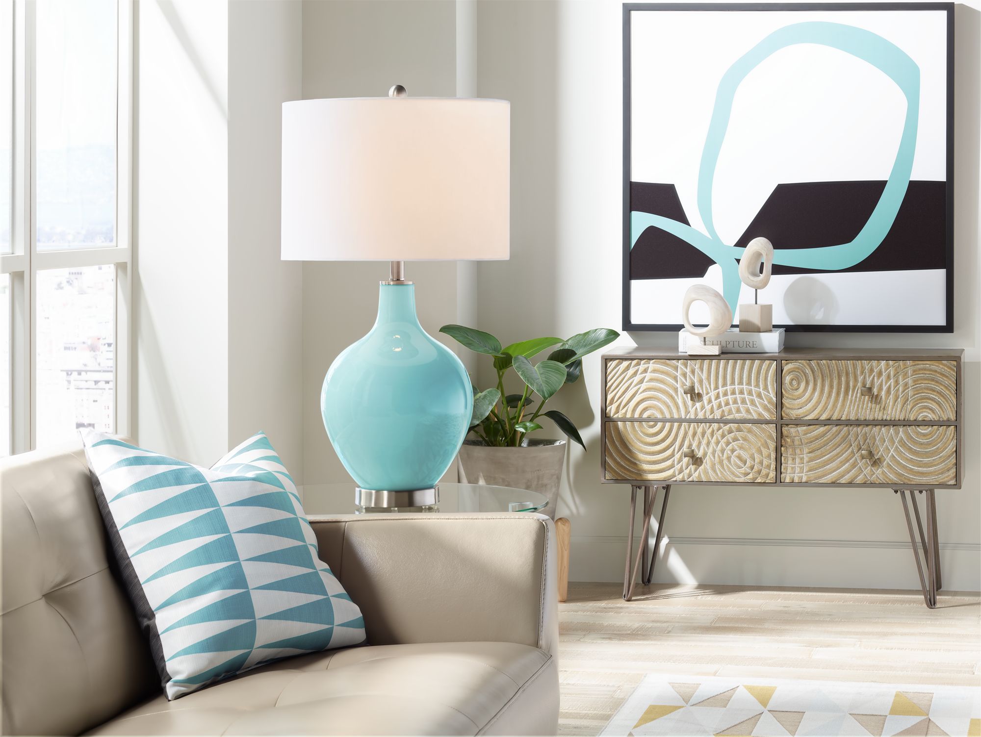 Image 3 Color Plus Ovo 28 1/2" Modern Coastal Nautilus Blue Table Lamp more views