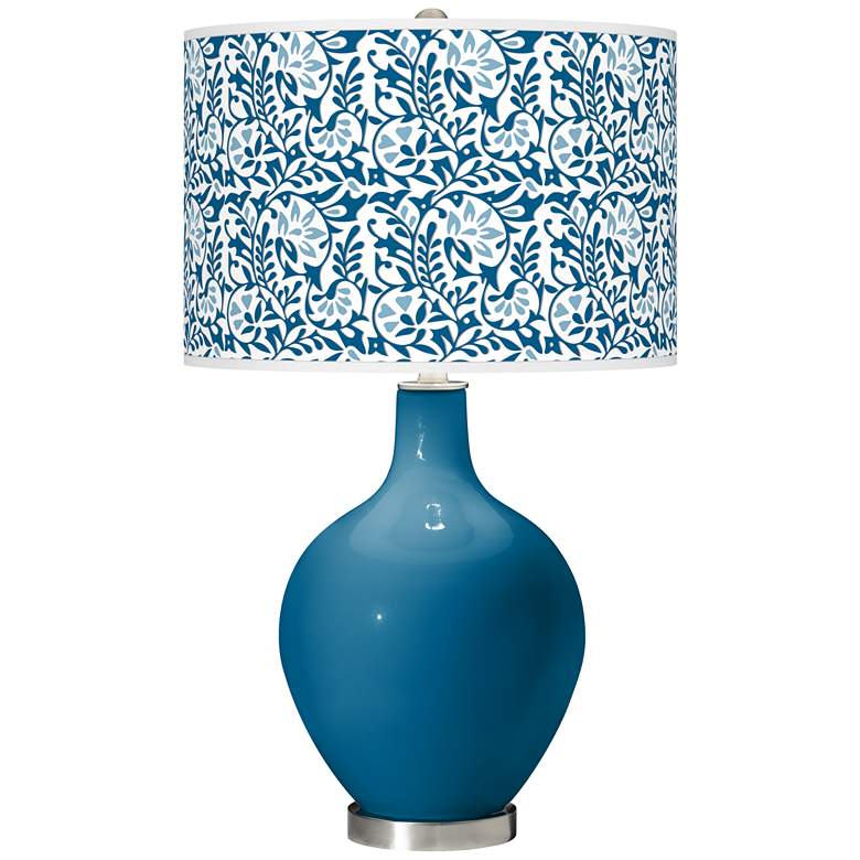 Image 1 Color Plus Ovo 28 1/2" Modern Gardenia Shade Mykonos Blue Table Lamp