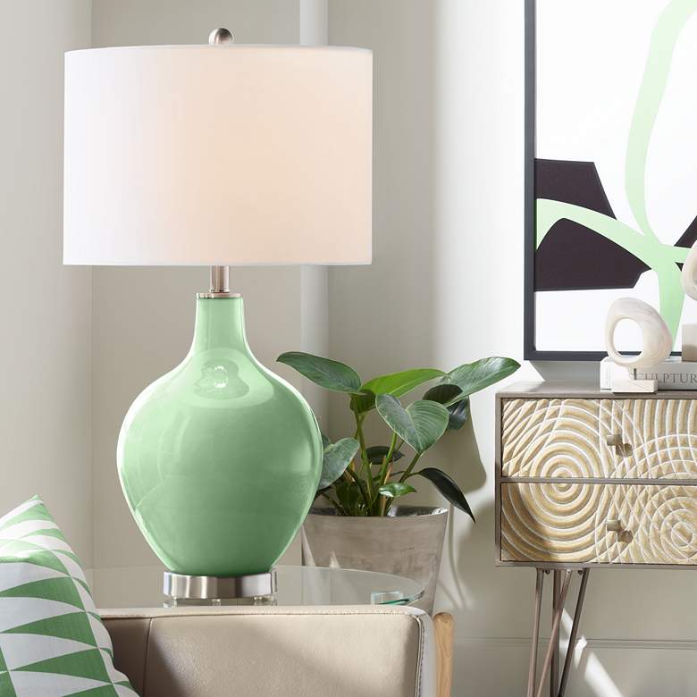 Image 1 Color Plus Ovo 28 1/2" Modern Glass Flower Stem Green Table Lamp