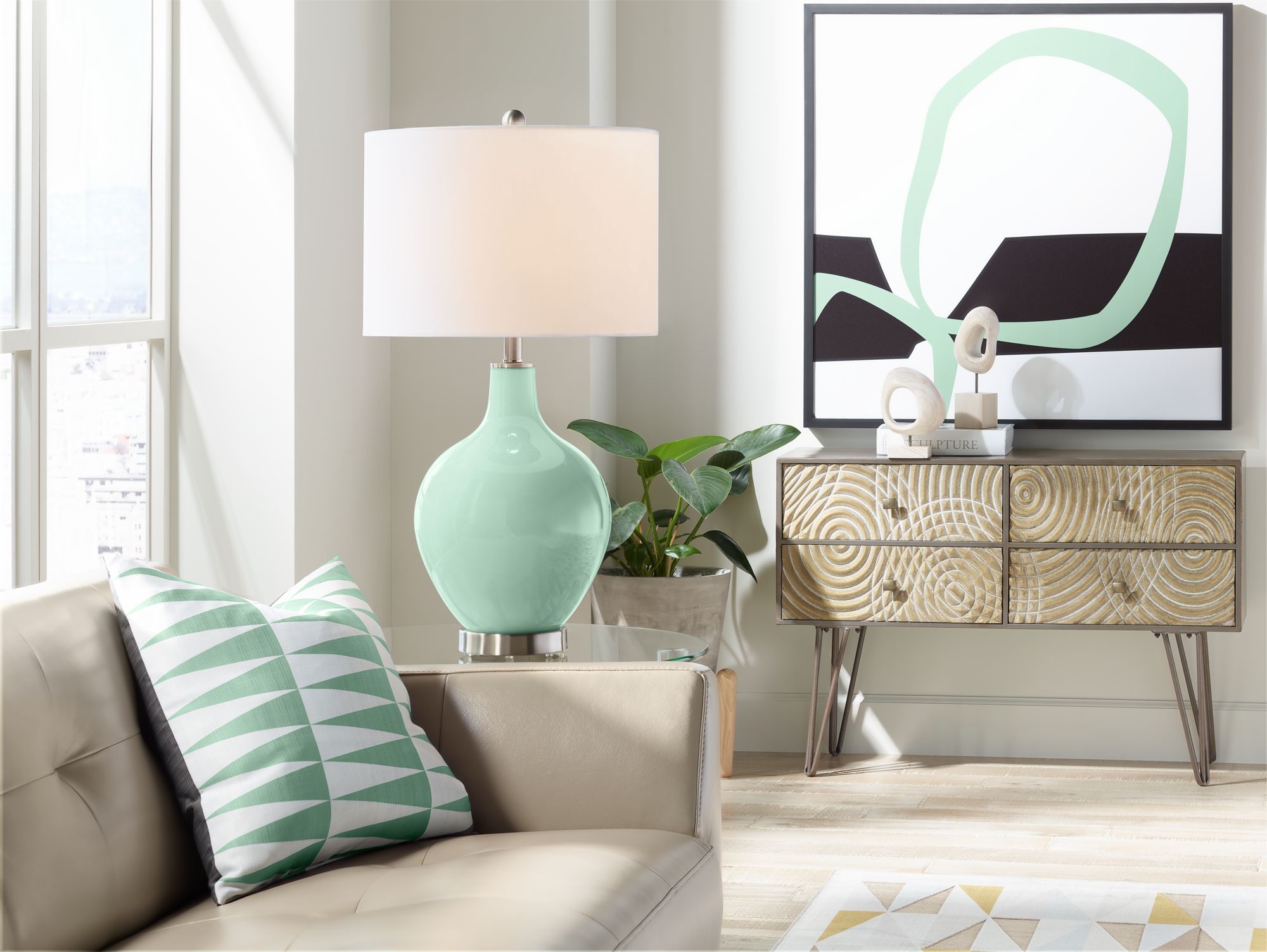 Image 3 Color Plus Ovo 28 1/2" Modern Glass Grayed Jade Green Table Lamp more views