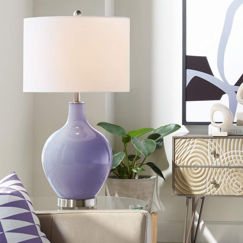 Image 1 Color Plus Ovo 28 1/2" Modern Glass Purple Haze Table Lamp