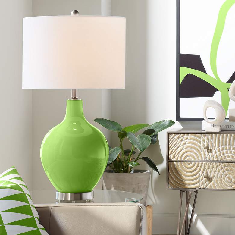 Image 1 Color Plus Ovo 28 1/2" Modern Glass Rosemary Green Table Lamp