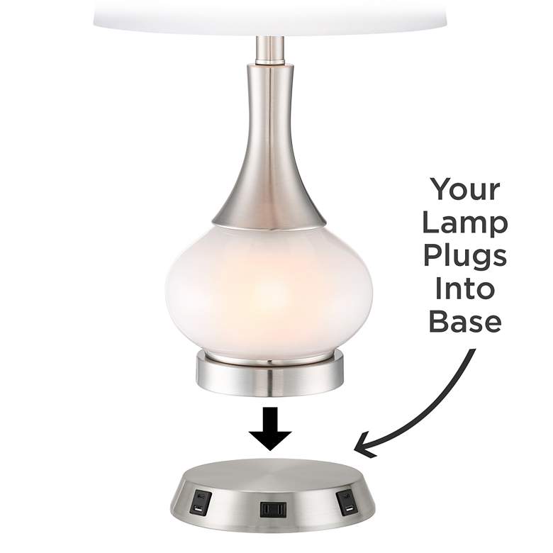 Image 2 Color Plus Ovo 28 1/2" Monaco Blue Lamp with USB Workstation Base more views