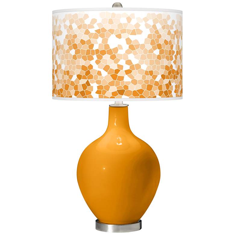 Image 1 Color Plus Ovo 28 1/2" Mosaic Shade Carnival Orange Table Lamp