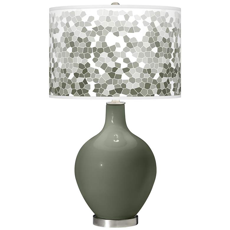 Image 1 Color Plus Ovo 28 1/2" Mosaic Shade Deep Lichen Green Table Lamp