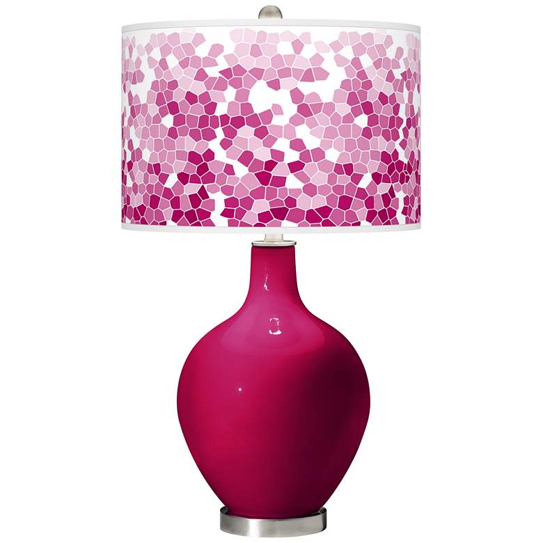 Image 1 Color Plus Ovo 28 1/2" Mosaic Shade French Burgundy Red Table Lamp