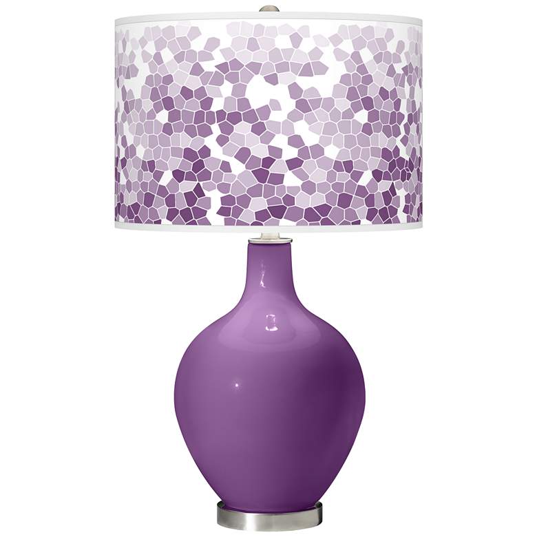 Image 1 Color Plus Ovo 28 1/2" Mosaic Shade Passionate Purple Table Lamp